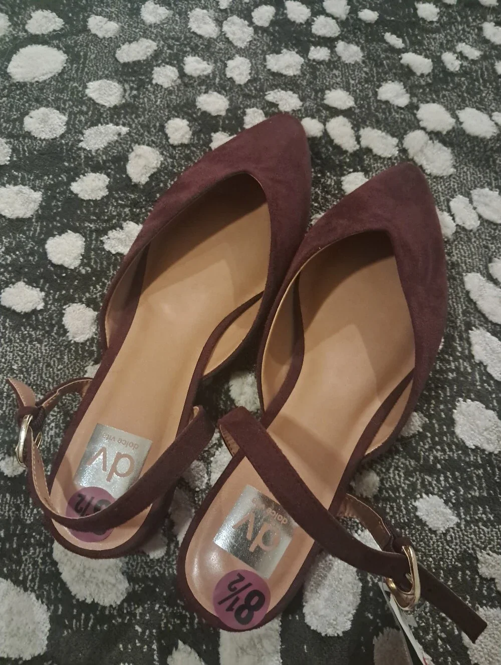 Women's Burgundy Pointed Toe Slingback Flats 8 1/2 New With Tags